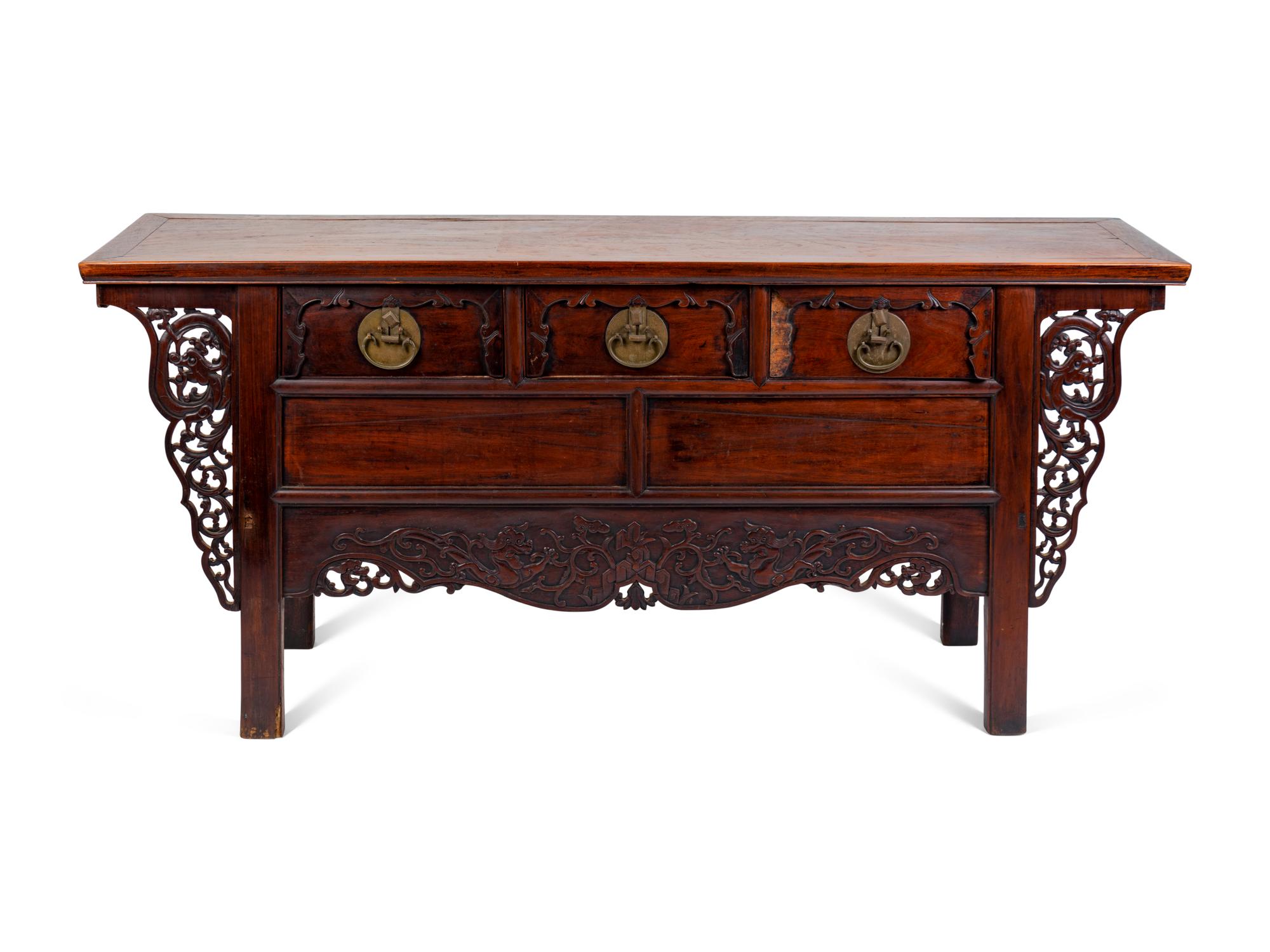 A Chinese Hardwood Three-Drawer Coffer, Liansanchu — 19TH CENTURY