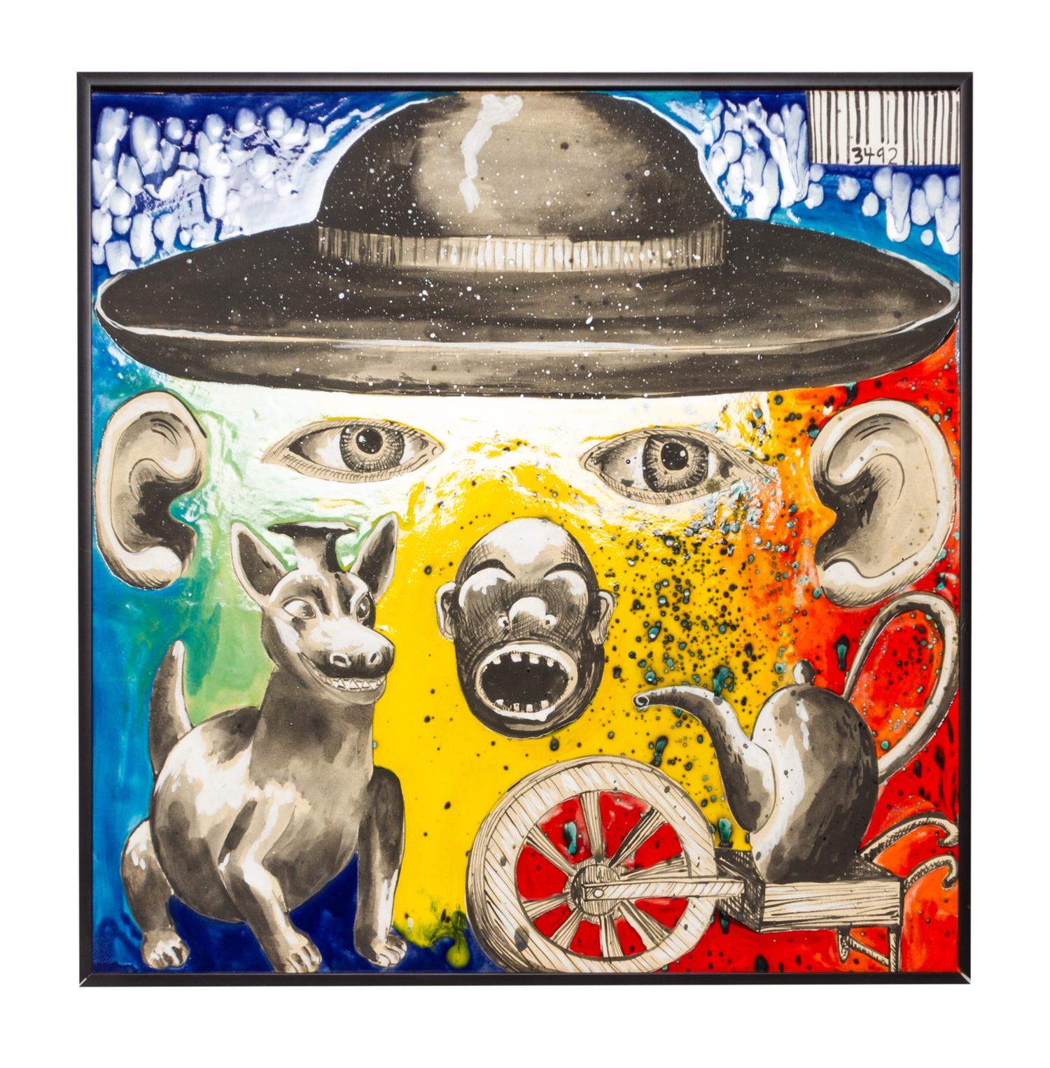 An American Studio Ceramic Plaque Height 17 3/4 x width 17 3/4 inches. — MICHAEL LUCERO (b. 1953)