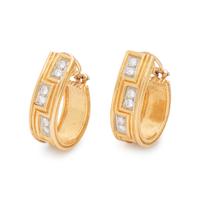 YELLOW GOLD AND DIAMOND HOOP EARCLIPS