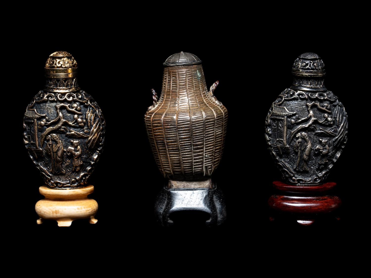 Three Chinese Metal Snuff Bottles
