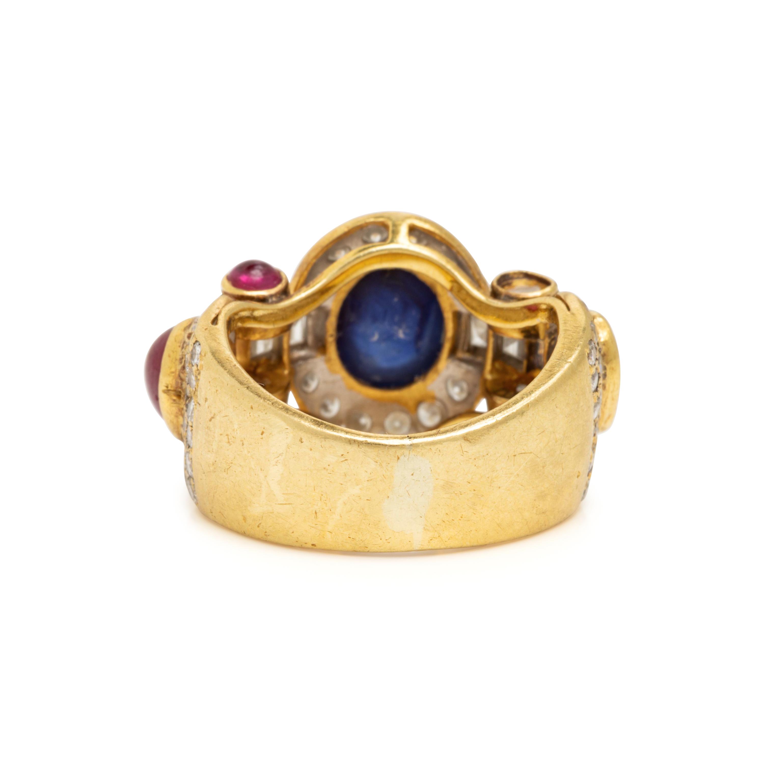 Multigem and Yellow Gold Ring