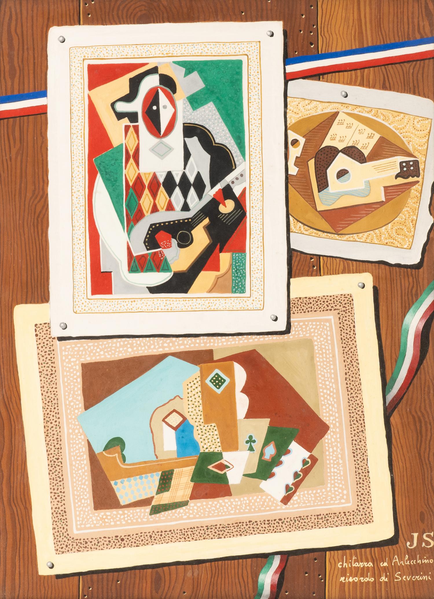 Two Italian Trompe-L'Oeil Collage Paintings — 20TH CENTURY