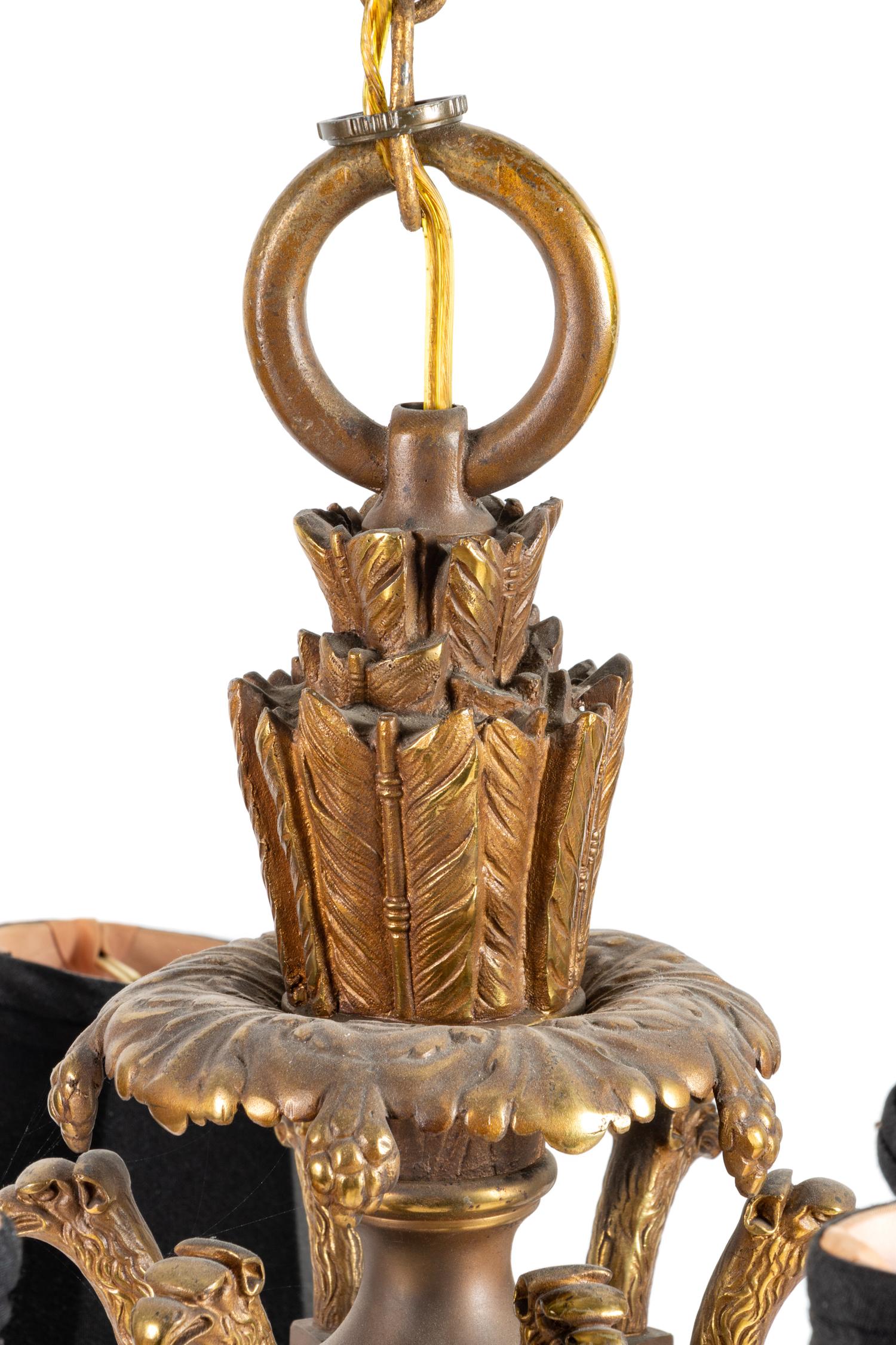 A Neoclassical Style Gilt Metal Six-Light Chandelier