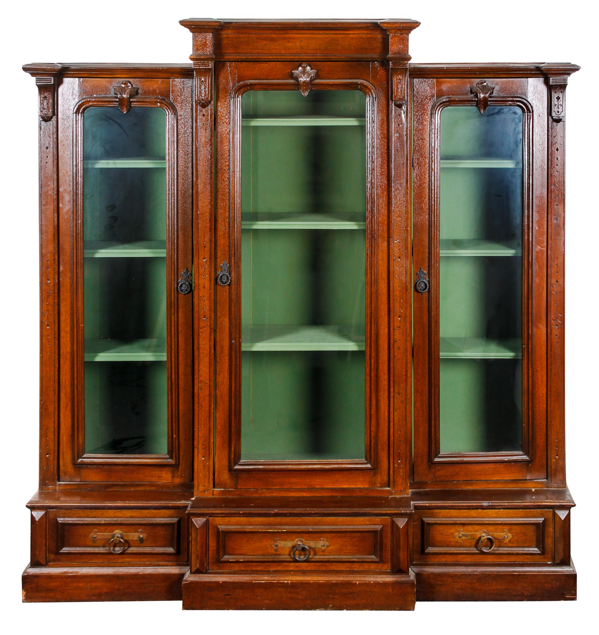 A Victorian Mahogany Bookcase Height 65 1/4 x width 60 x depth 16 inches.