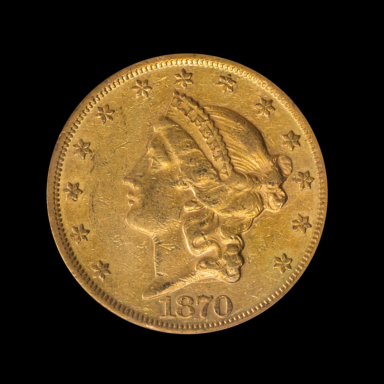 A United States 1870 Liberty Head $20 Gold Coin