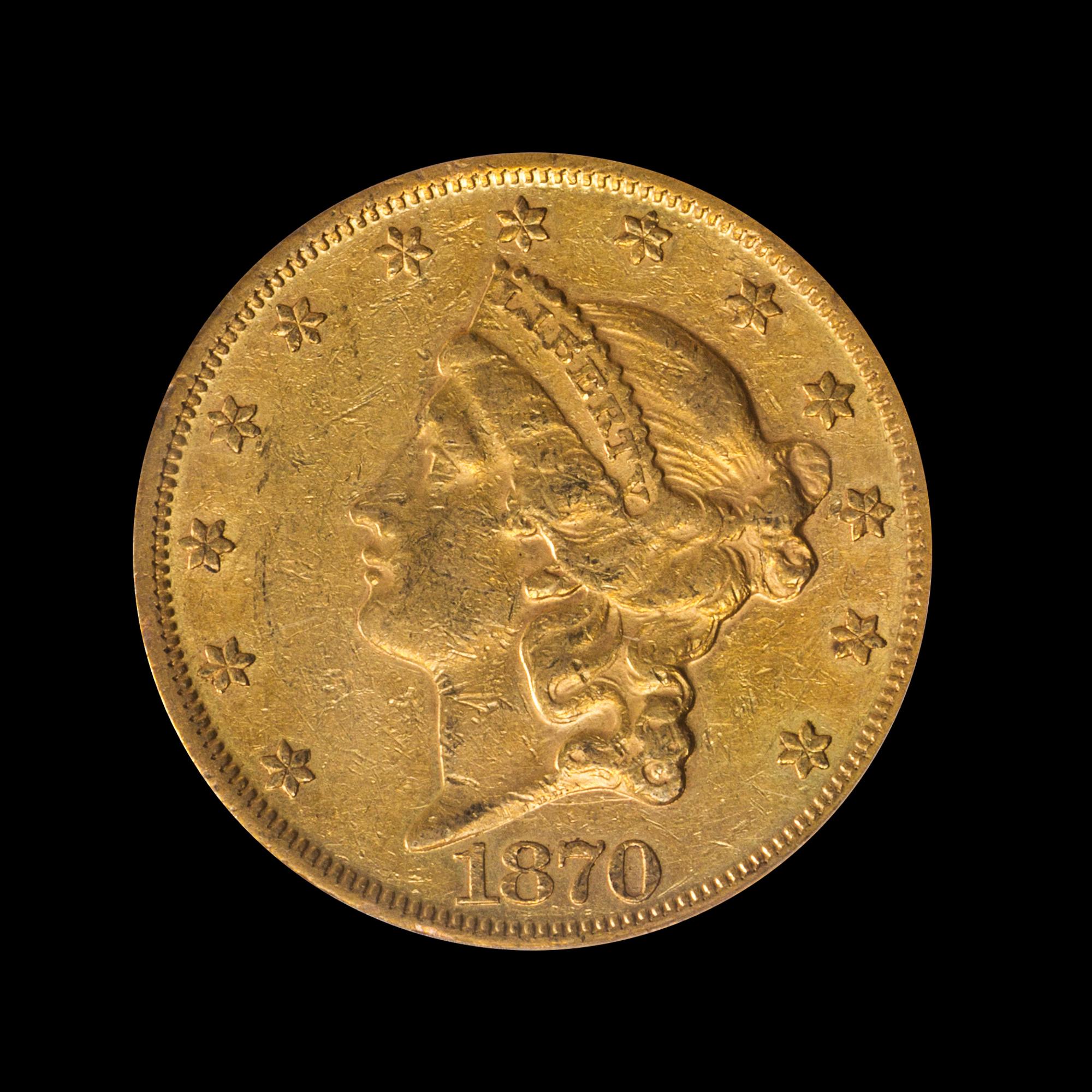 A United States 1870 Liberty Head $20 Gold Coin