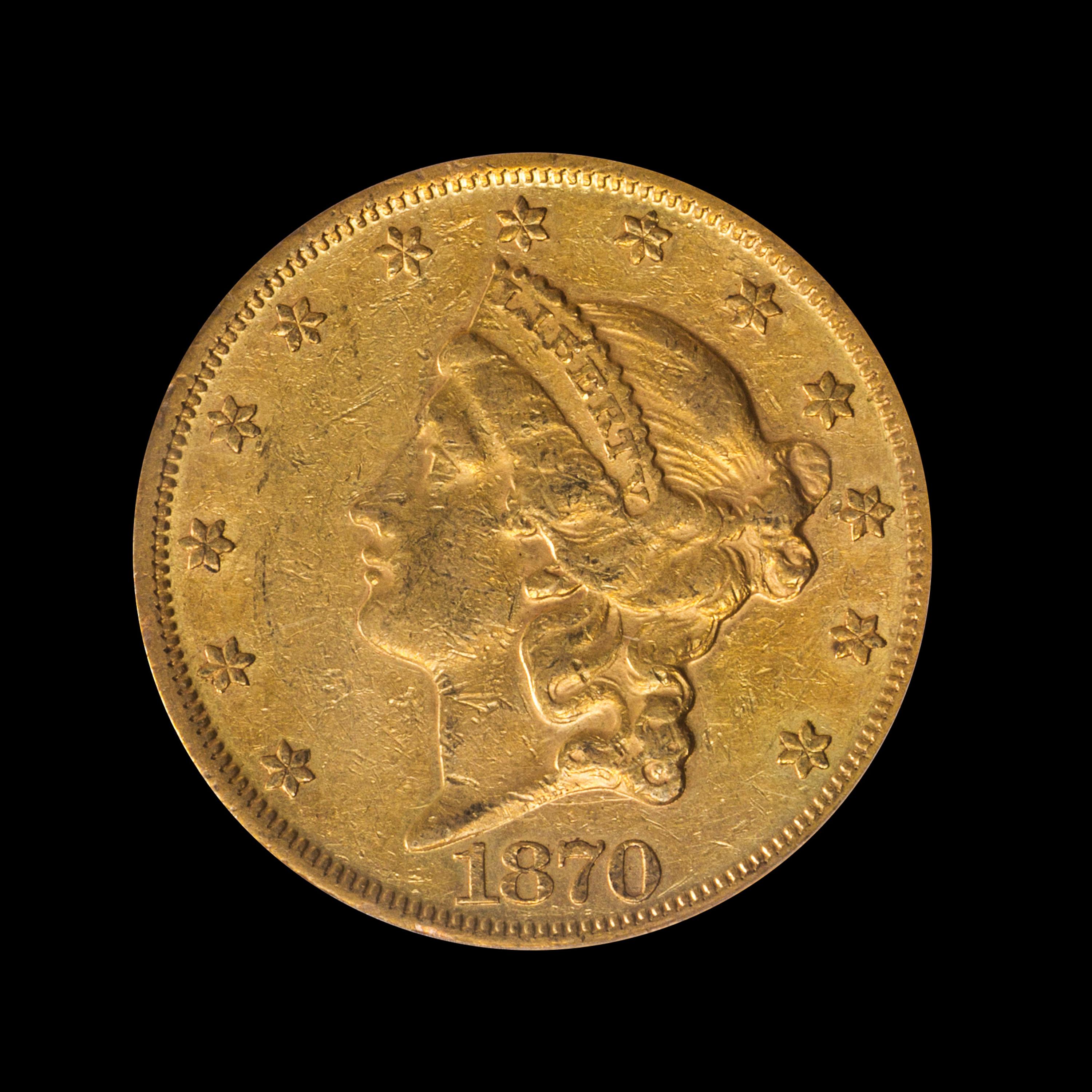 A United States 1870 Liberty Head $20 Gold Coin