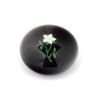A Paul Stankard Yellow Flower on Amethyst Ground Glass Paperweight