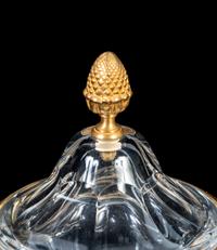 A Pair of Baccarat Gilt Metal Mounted Urns