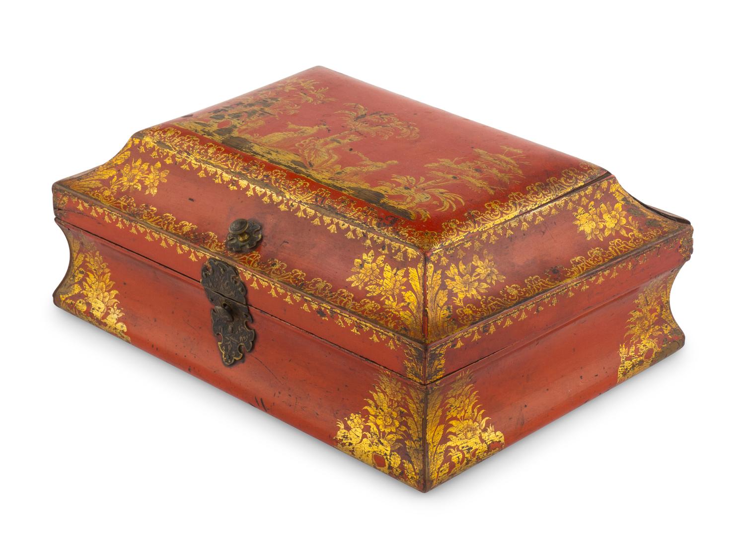 A French Chinoiserie Decorated Box and a Decoupaged Box