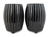 A Pair of Japanese Black Lacquered Melon-Form Garden Stools — 20TH CENTURY