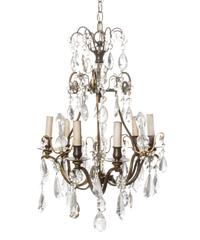 A Louis XVI Style Gilt Bronze and Rock Crystal Chandelier, Height 24 x diameter 16 inches.