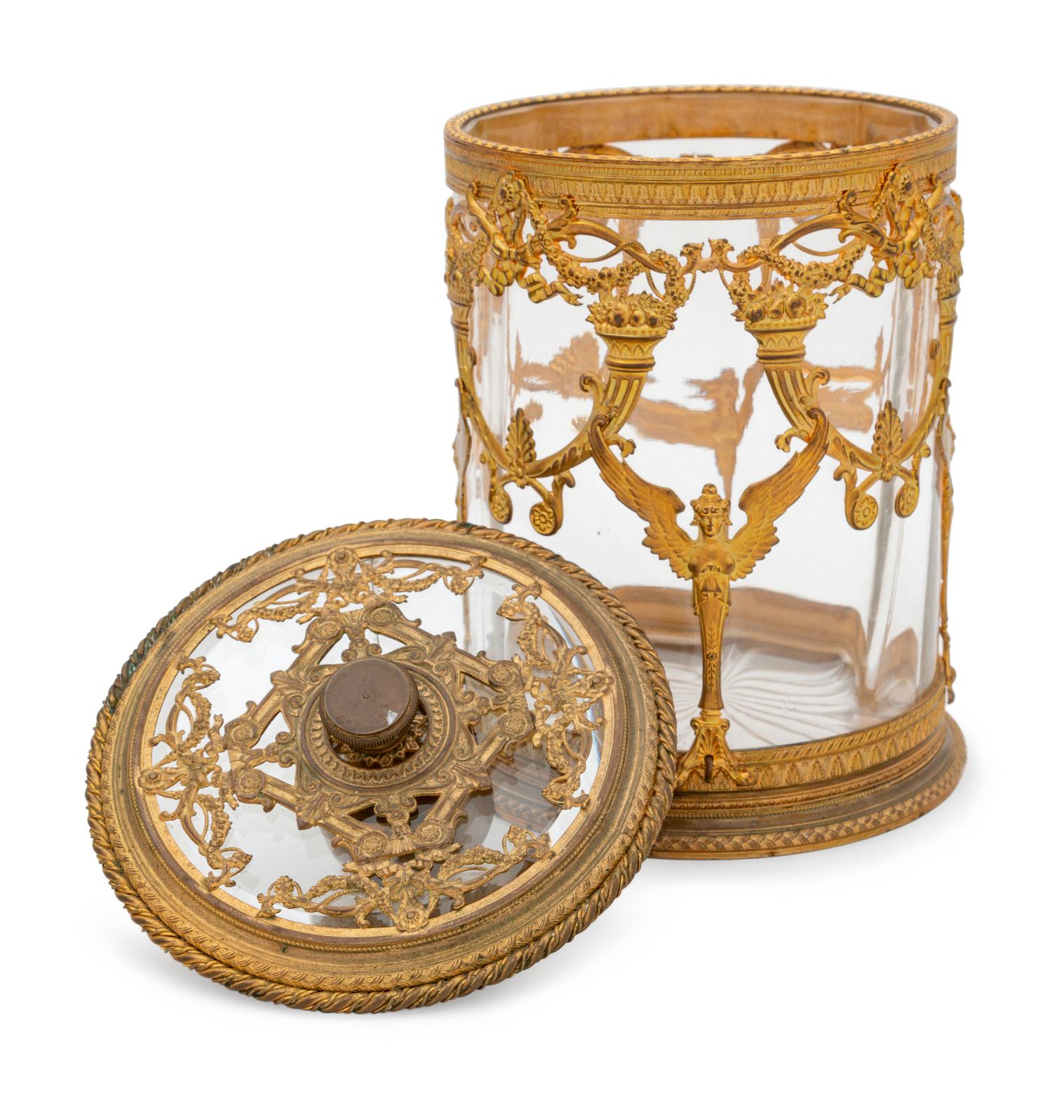 A Continental Bronze Mounted Glass Humidor