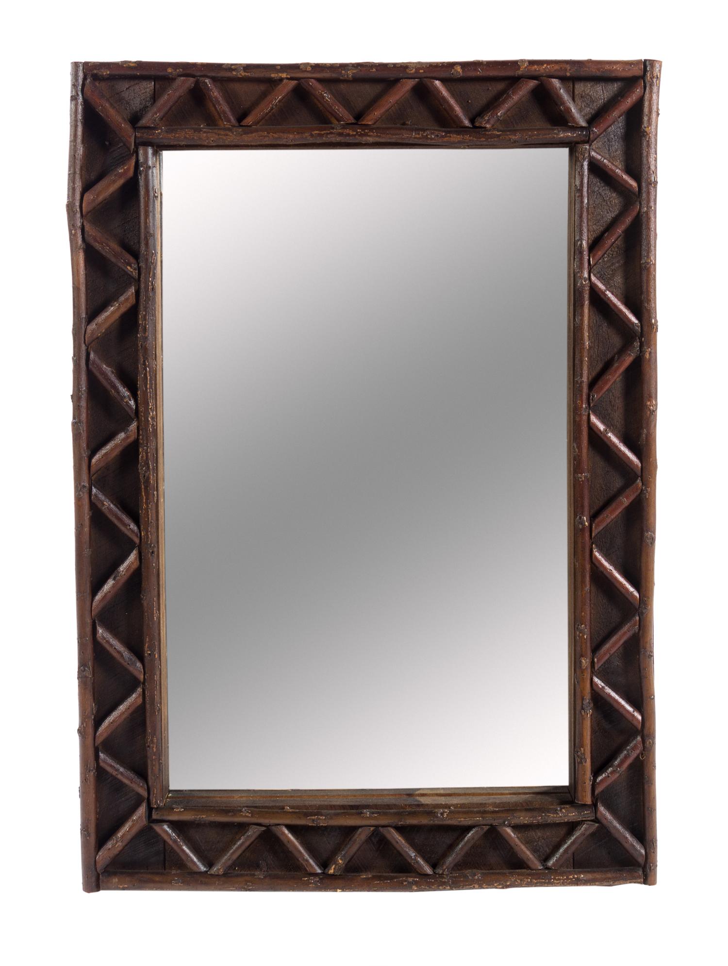 A Rustic Style Mirror Height 48 x width 28 inches. — 20TH CENTURY