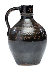 A Potter Ridge Albany Slip-Glazed and Incised Jug