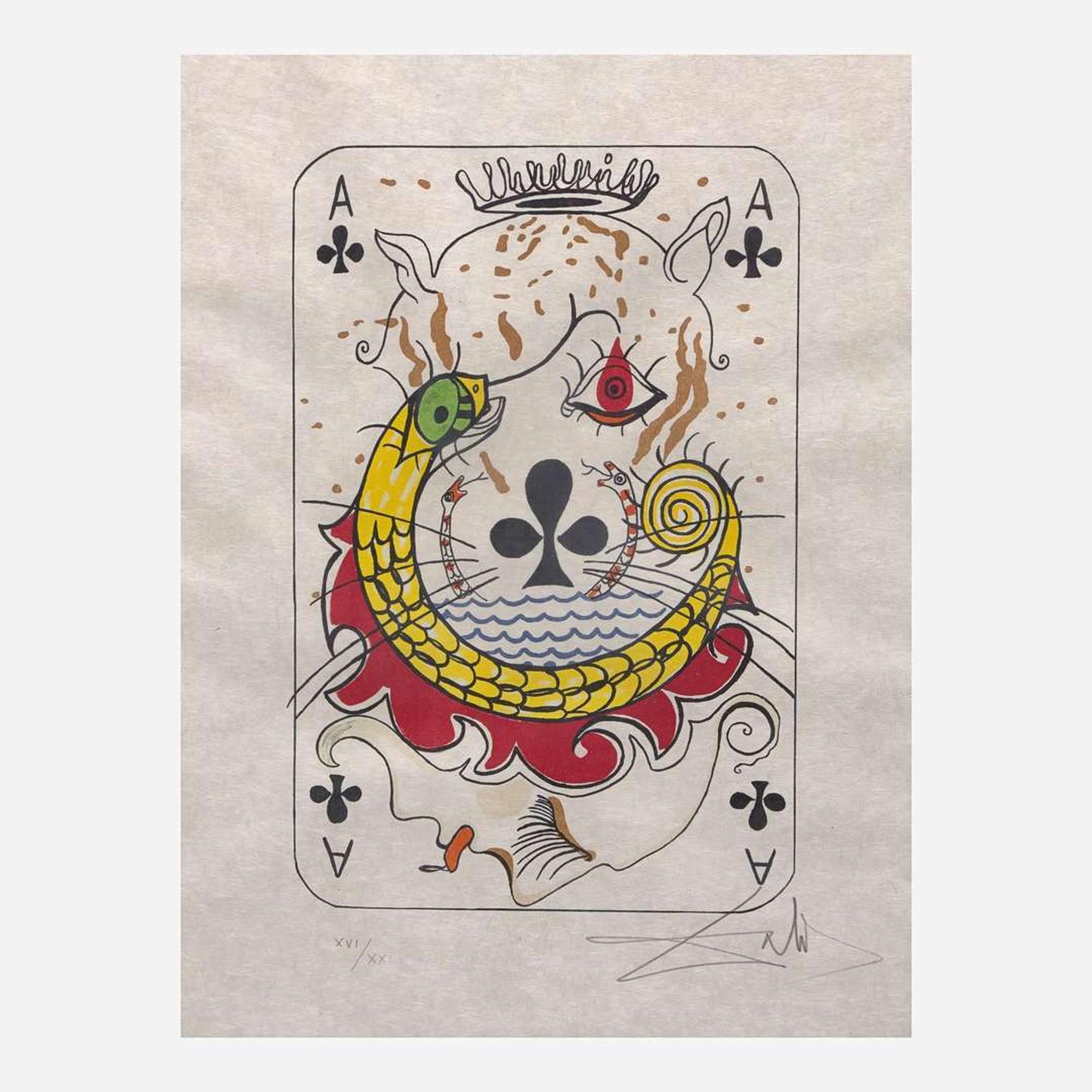 Salvador Dalí (Spanish, 1904-1989) Playing Cards (Ace, King, Queen and Jack of Clubs)