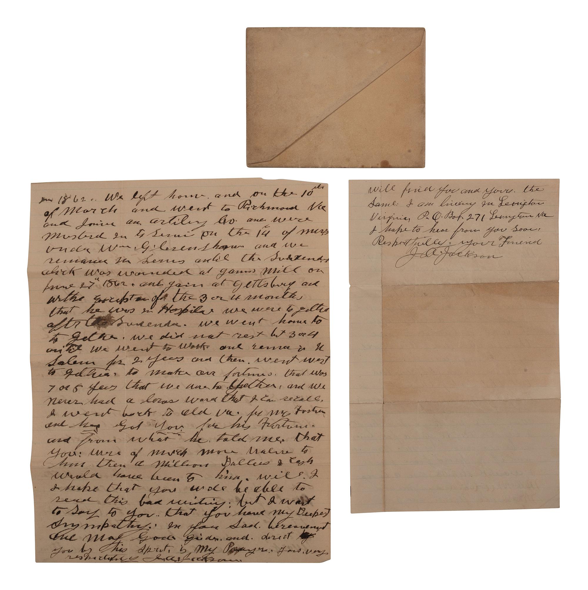 [CIVIL WAR]. Confederate reunion ribbons and associated letters.