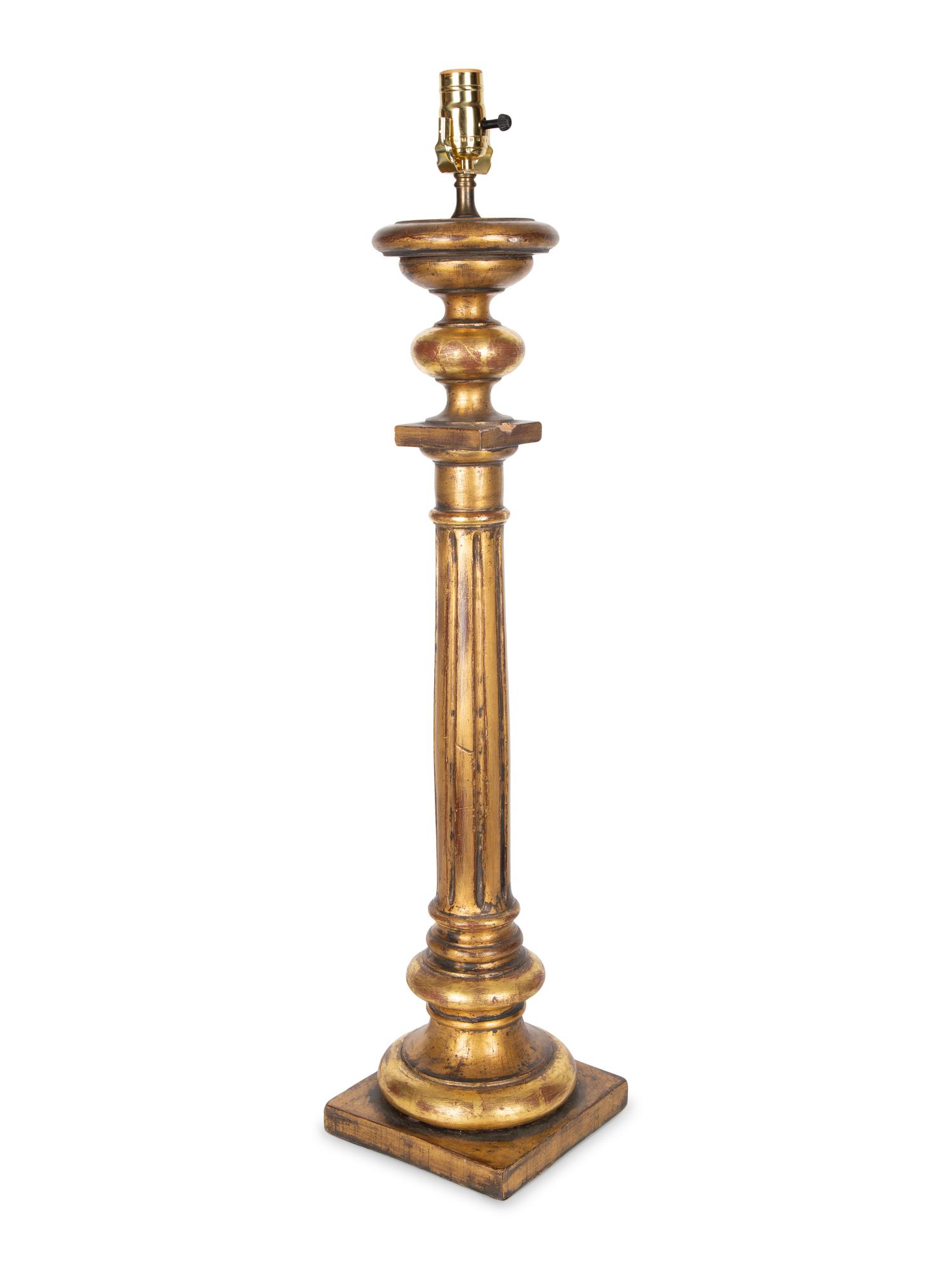 An Italian Neoclassical Giltwood Column Lamp