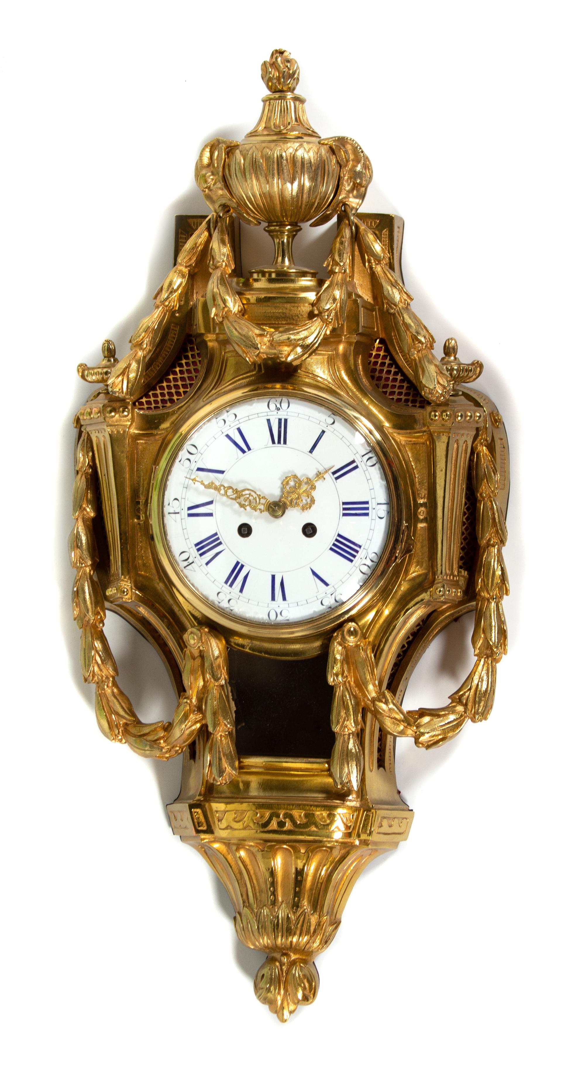 A Louis XV Style Gilt Bronze Cartel Clock