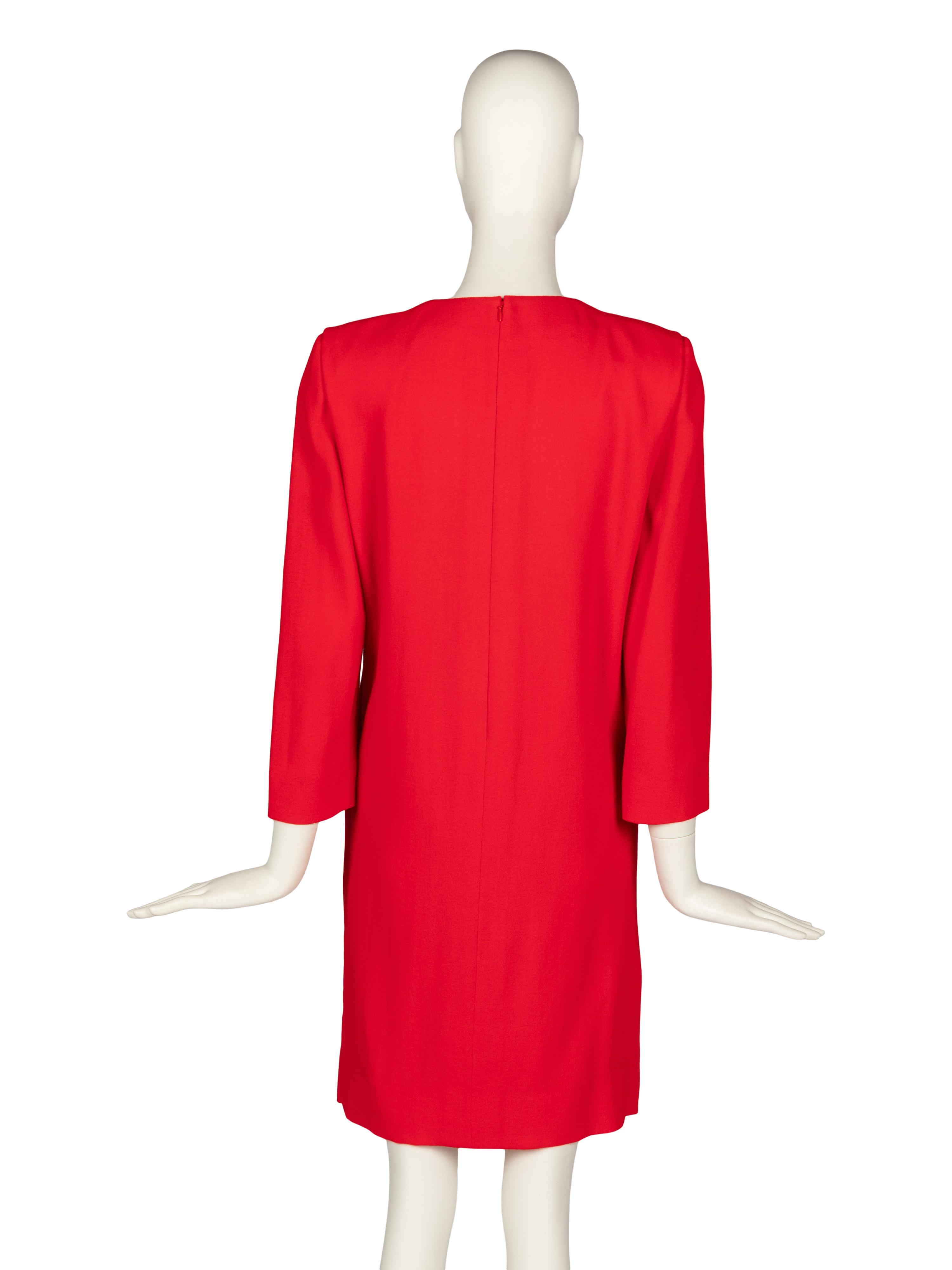 Pierre Cardin Haute Couture Red Dress with Vinyl Accents