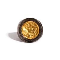 A Byzantine Gold Semissis with Cross Potent — Set in a silver ring