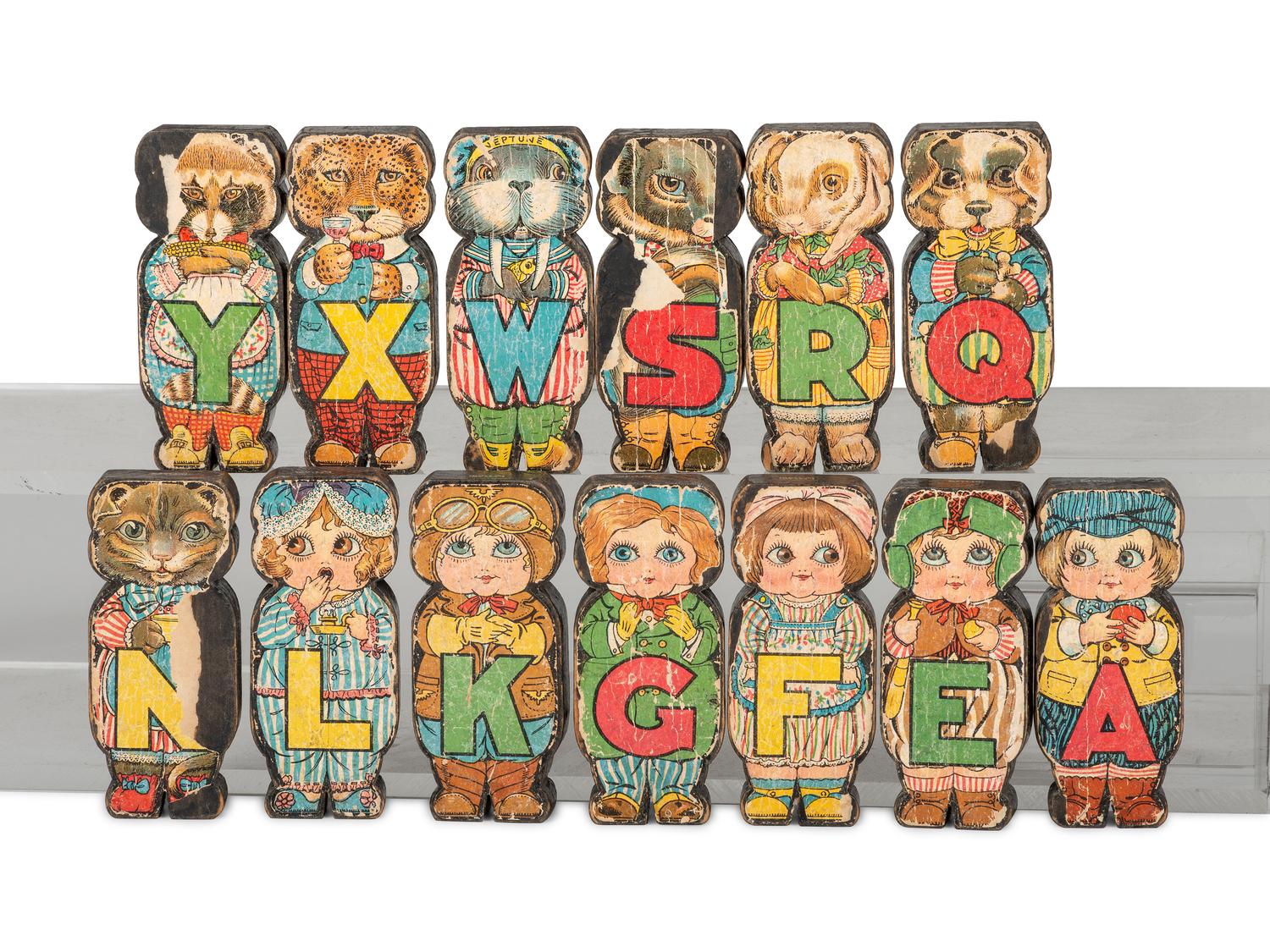 A Collection of Lithograph Paper on Wood Children's Learning Toys