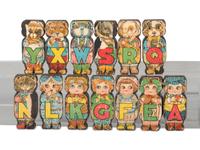 A Collection of Lithograph Paper on Wood Children's Learning Toys