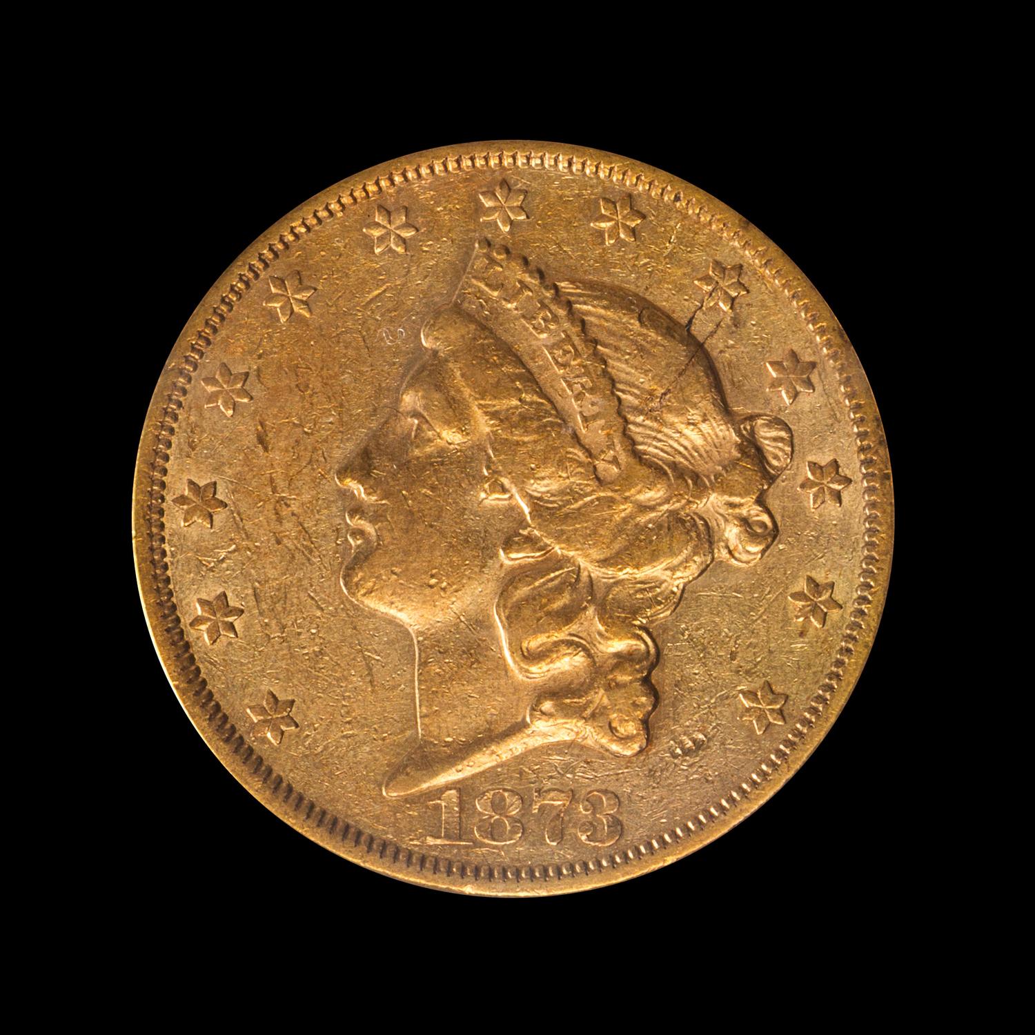 A United States 1873-CC Liberty Head $20 Gold Coin