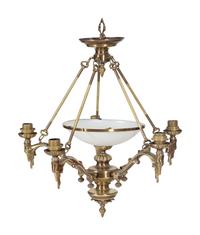 An Empire Style Five Light Gilt Metal Chandelier