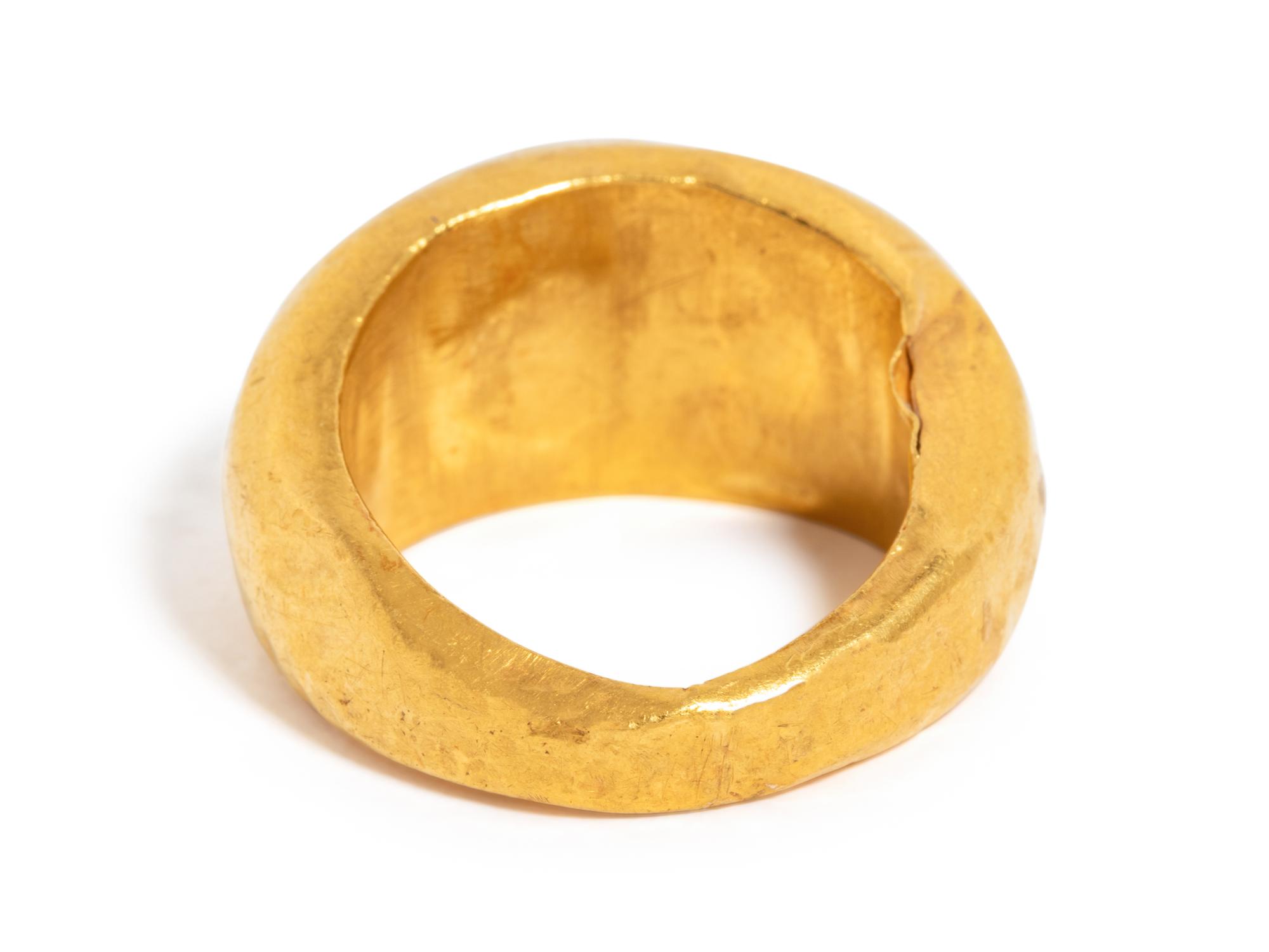 A Roman Gold and Carnelian Finger Ring with the Portrait Head of Socrates