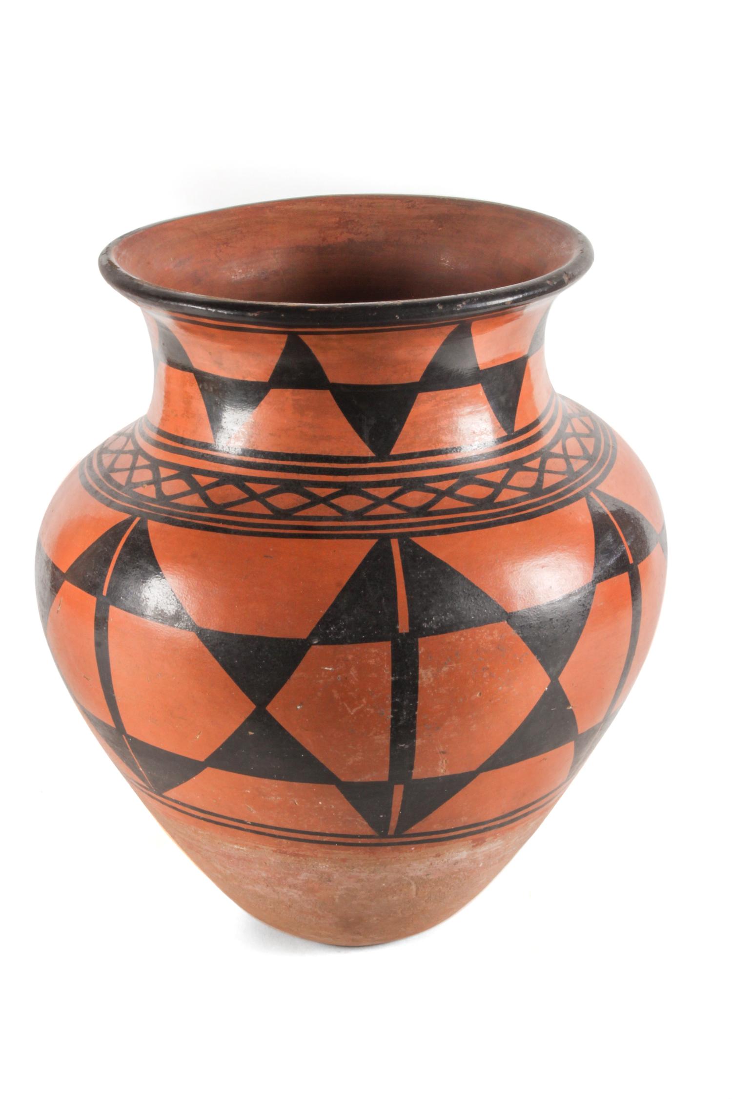 Santo Domingo Redware Olla Height 13 x diameter 9 3/4 inches — Circa 1910