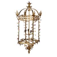A French Neoclassical Style Gilt Bronze and Porcelain Hall Lantern