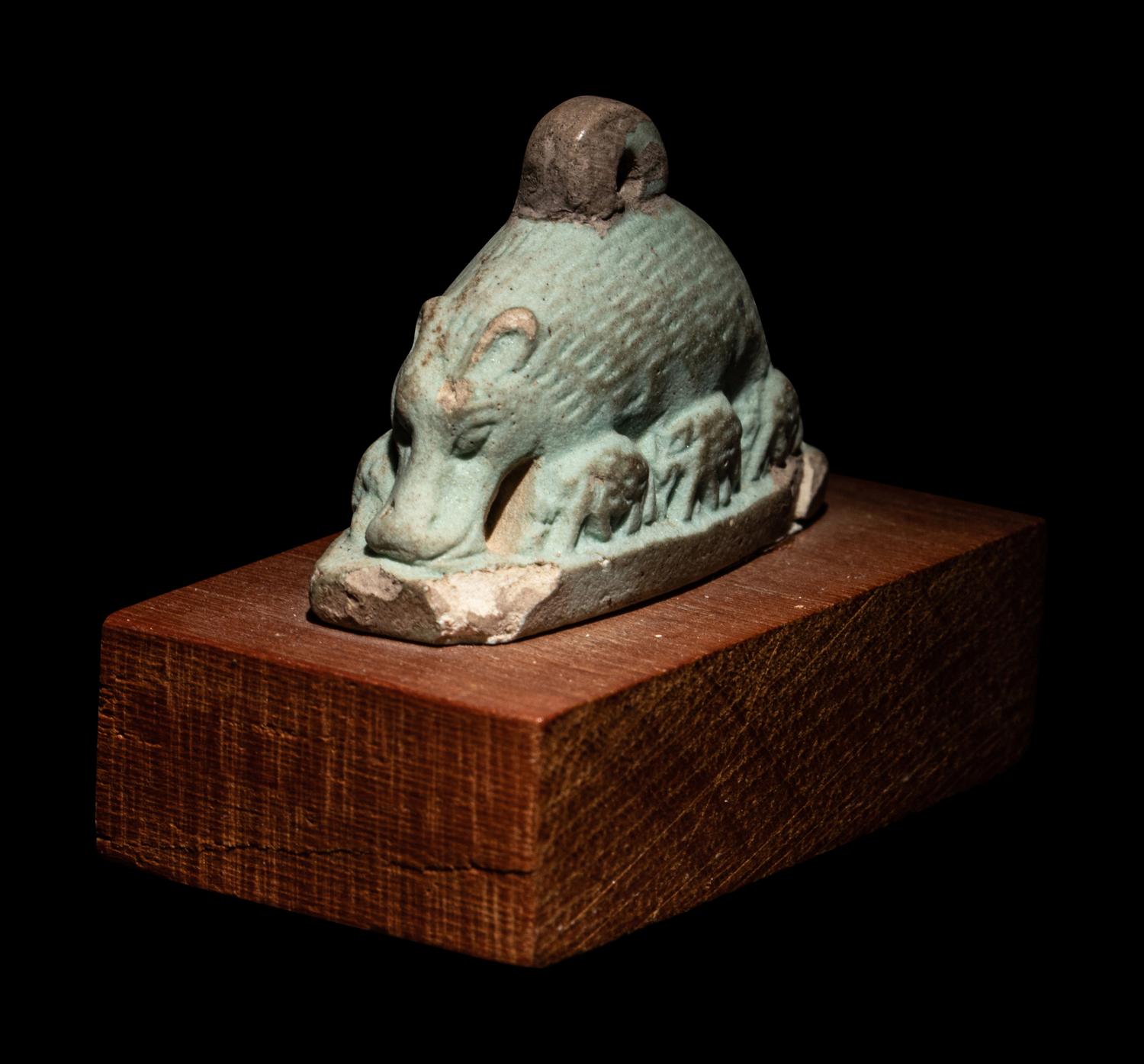 An Egyptian Faience Sow with Piglets