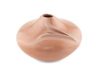 Buff Pottery Vessel, with Corn Relief