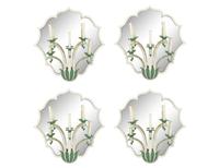 A Set of Four Green and White Painted Five-Light Girandole Mirrors