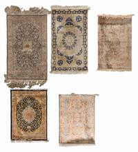 A Group of Five Silk Mats