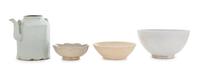 Four White Glazed Porcelain Articles Height of ewer 5 3/4 inches. — SONG-MING DYNASTY