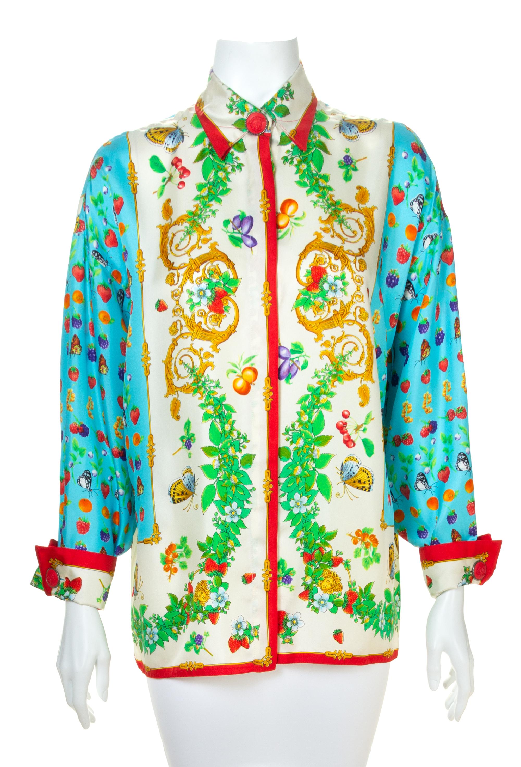 A Gianni Versace Silk Print Shirt, Size 42.
