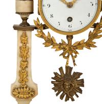 A Neoclassical White Marble and Gilt Bronze Portico Clock