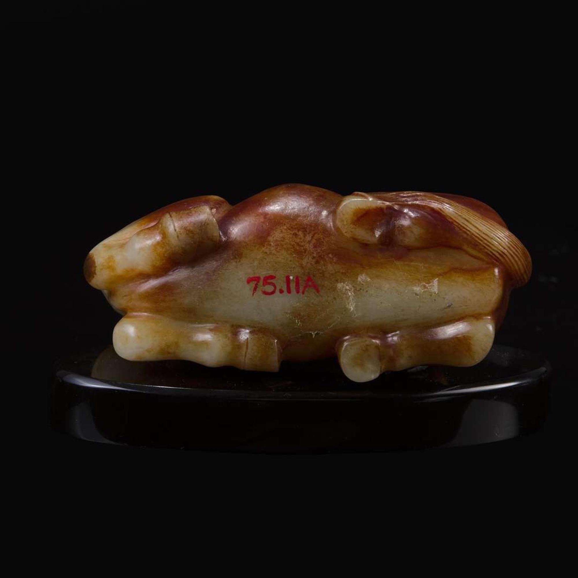 A Chinese yellowish and russet jade "Horse and Monkey" group 马上封”猴“玉雕 18th century or later ???????