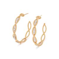 ROBERTO COIN, YELLOW GOLD AND DIAMOND HOOP EARRINGS