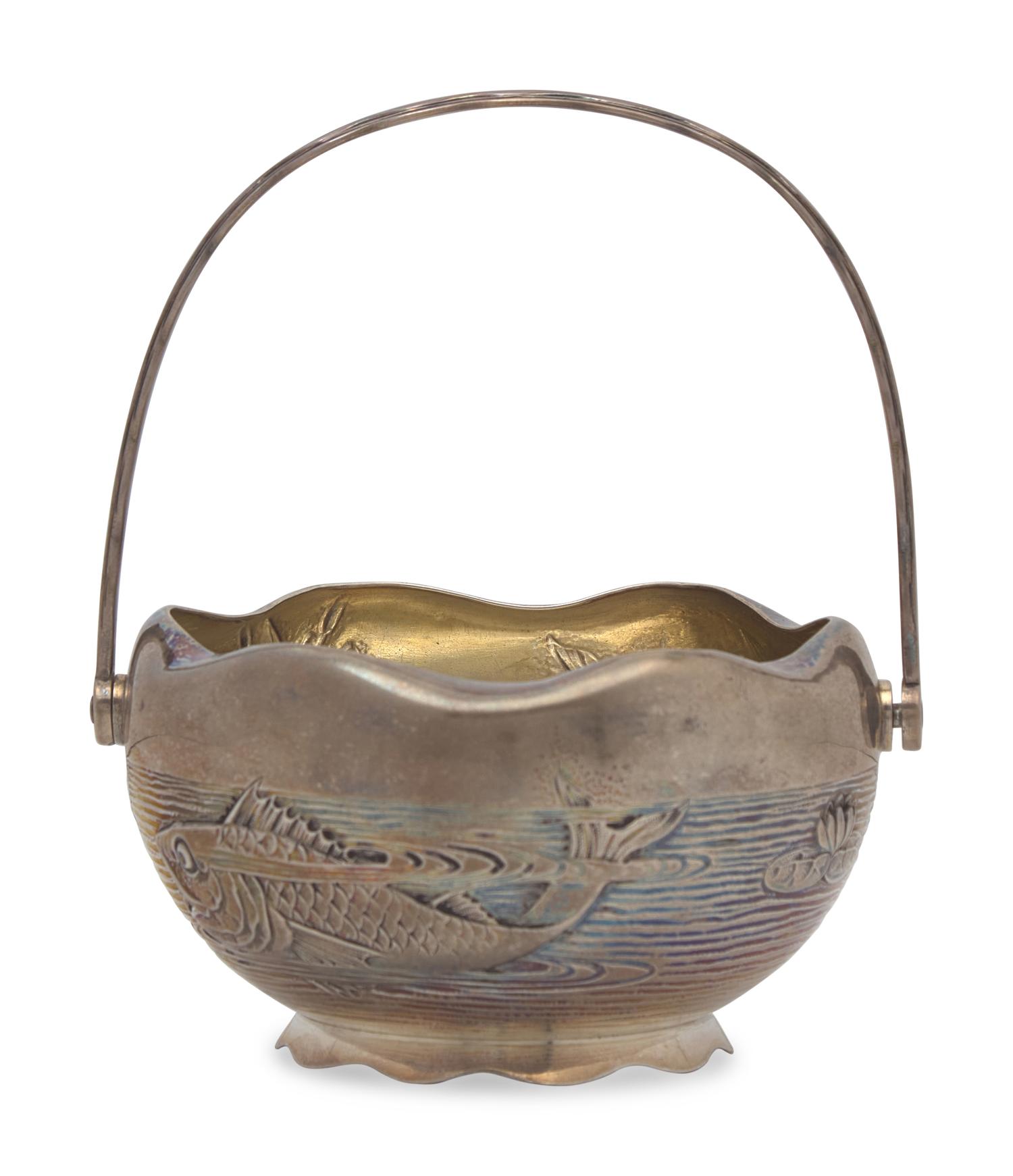 A Japanesque Sterling Silver Sugar Basket, Gorham Mfg. Co., Providence, RI, Date Mark for 1884