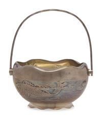 A Japanesque Sterling Silver Sugar Basket, Gorham Mfg. Co., Providence, RI, Date Mark for 1884