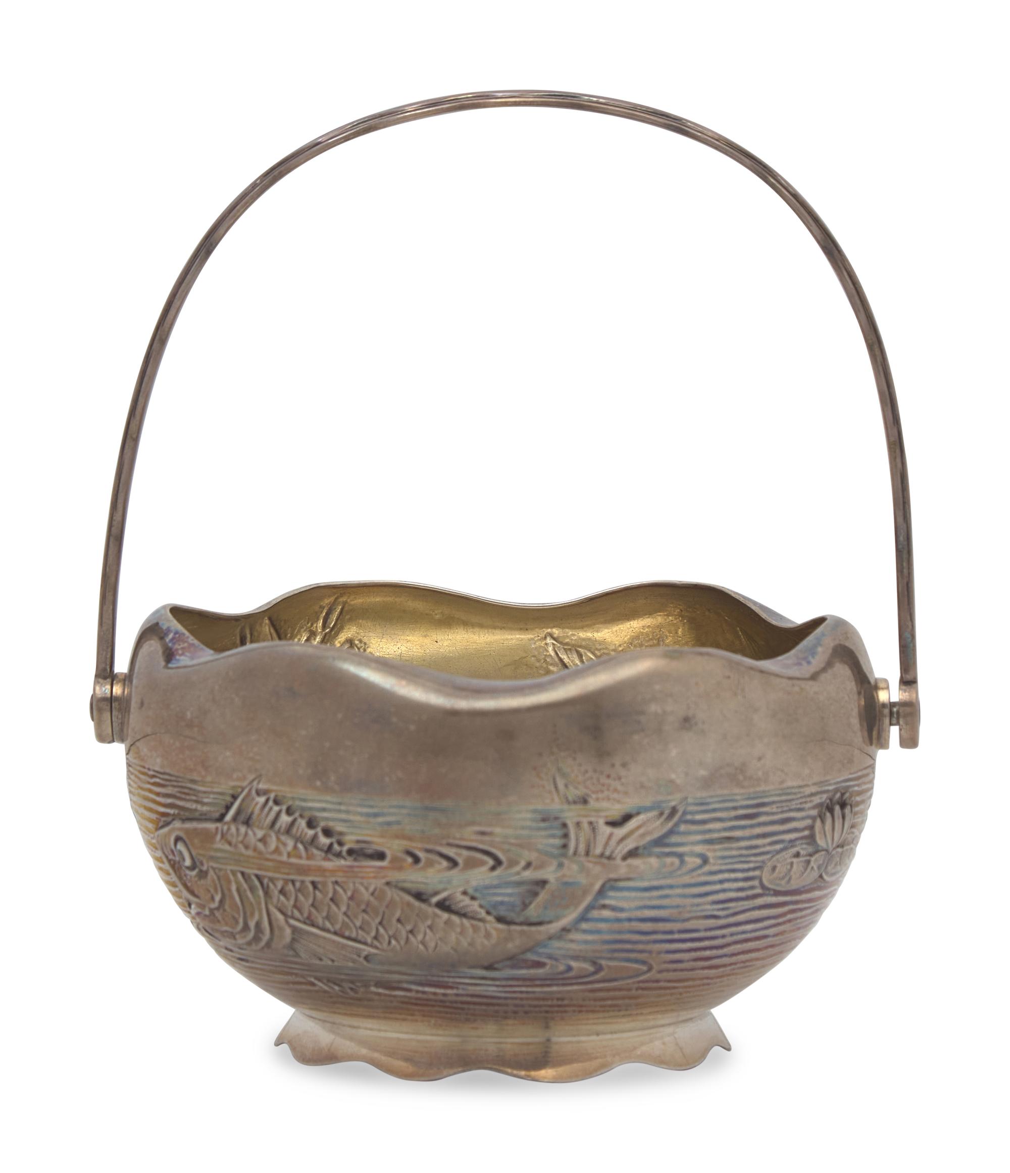 A Japanesque Sterling Silver Sugar Basket, Gorham Mfg. Co., Providence, RI, Date Mark for 1884