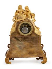 A Louis XV Style Gilt Bronze Figural Mantel Clock