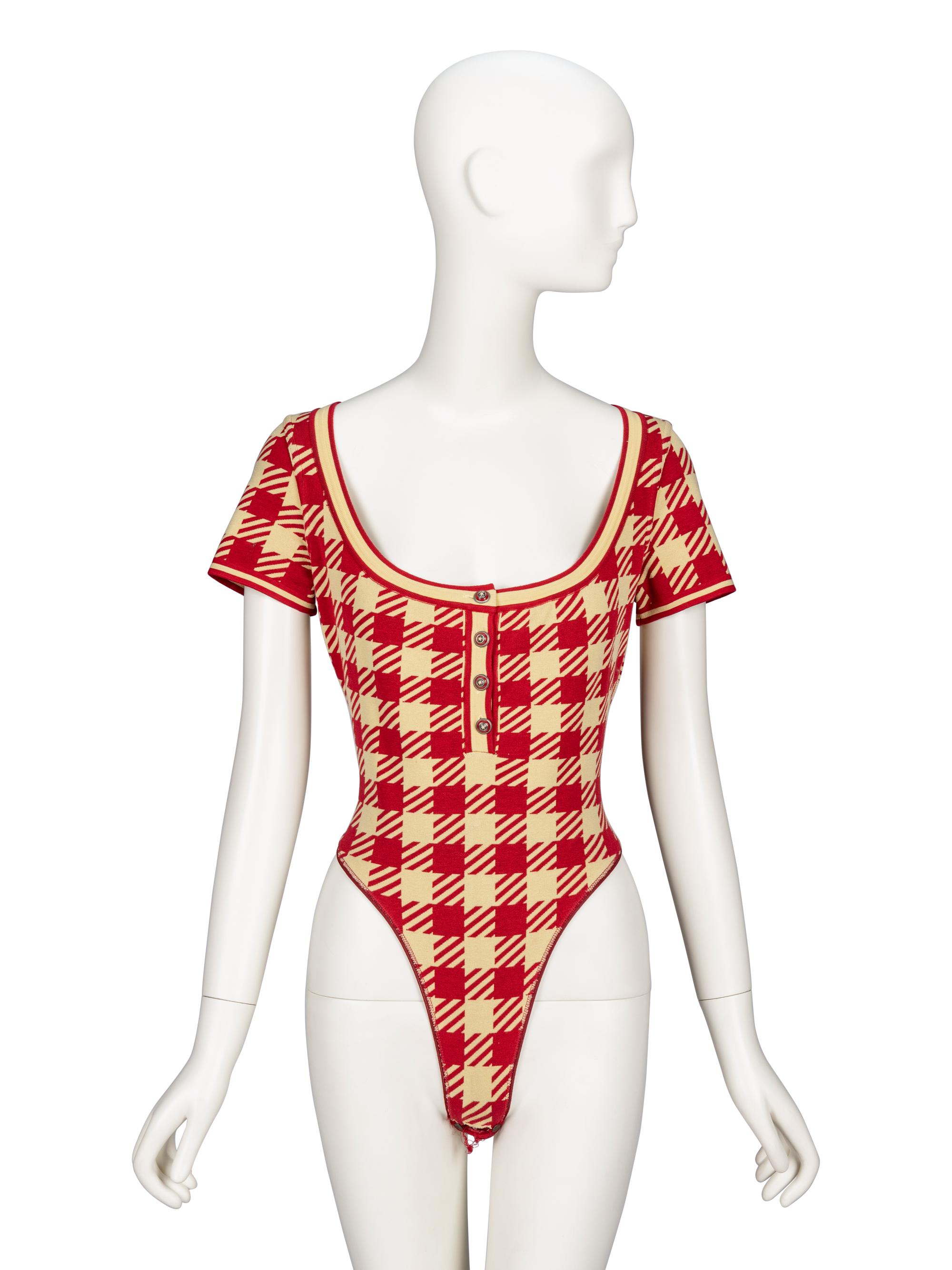 Alaïa, Red Gingham Knit Bodysuit, S/S 1991