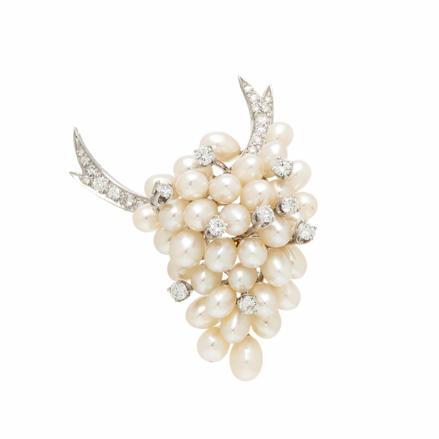 BICOLOR GOLD, DIAMOND, AND CULTURED PEARL CONVERTIBLE BROOCH