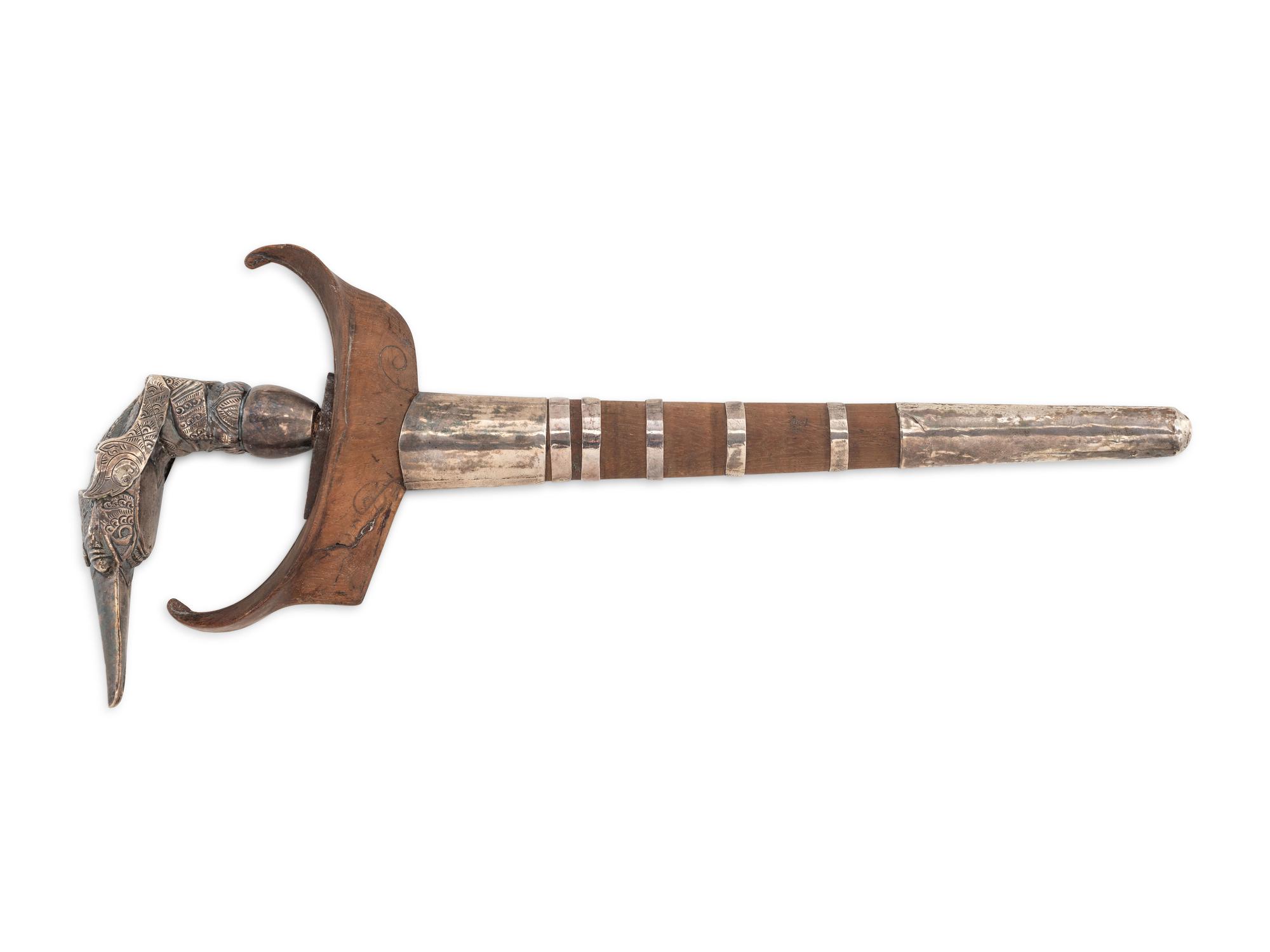 An Indonesian Kris Knife with Silver Fittings