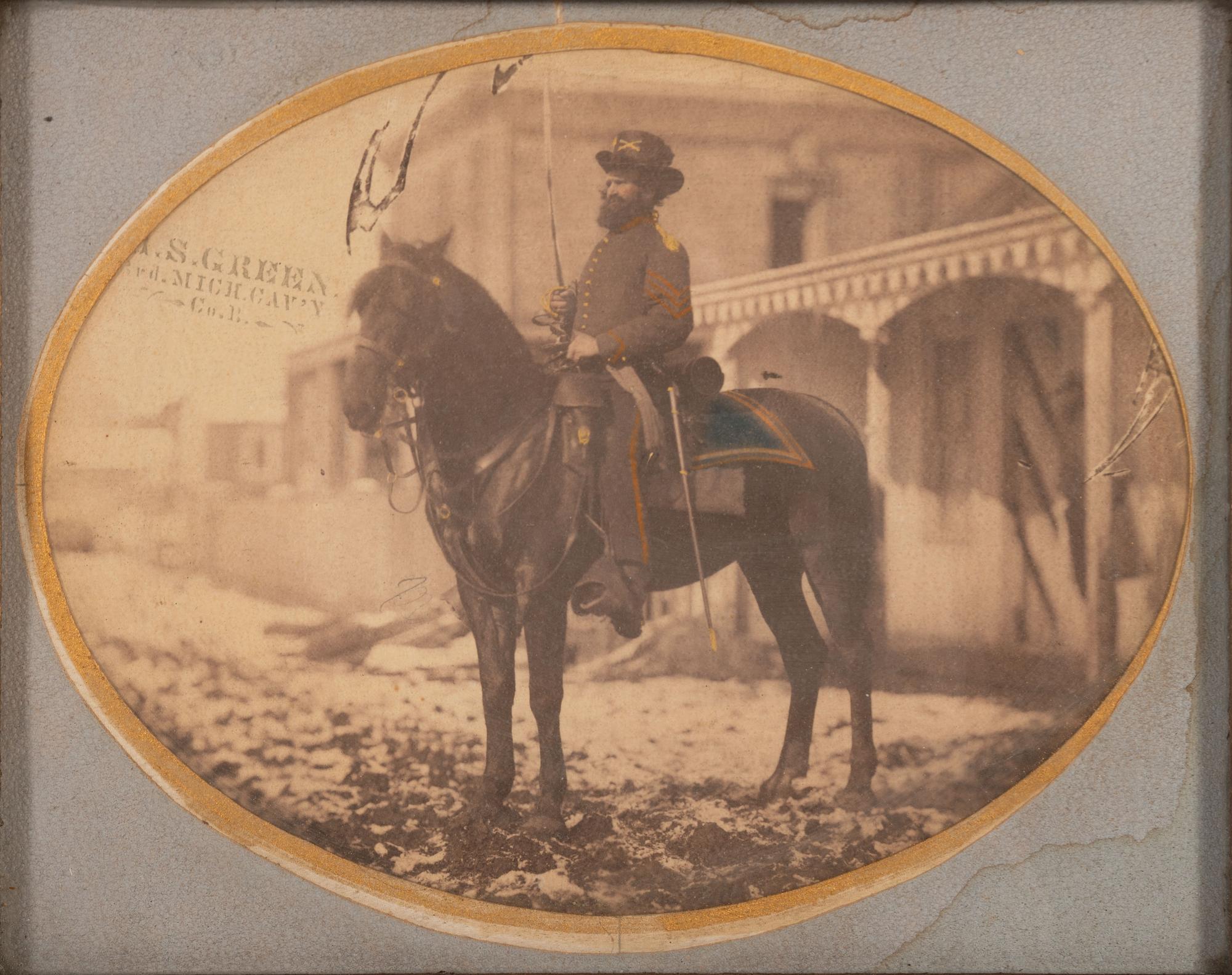 A Civil War Oval Albumen Photograph of Michigan Cavalry Officer Horace S. Green
