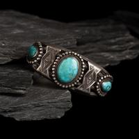 Navajo Silver and Turquoise Cuff Bracelet